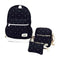 3pcs Set Women Canvas Backpack Big Student Book Bag with Purse Laptop Bag H V7Z1