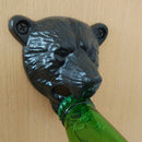 1X(Black Grizzly Bear Beer Bottle Opener Cast Iron Lodge Cabin Wall Mounted