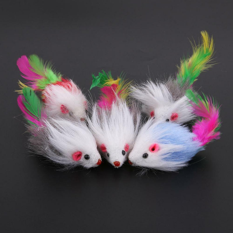 2Pcs/lot Dog Cat Toys Soft Plush Mouse Colorful Feather Pet Playing Toys Hot New