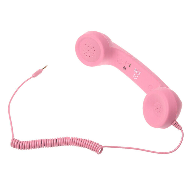 3.5mm Mic Retro   Phone Handset Telephone for Mobile Phone Pink