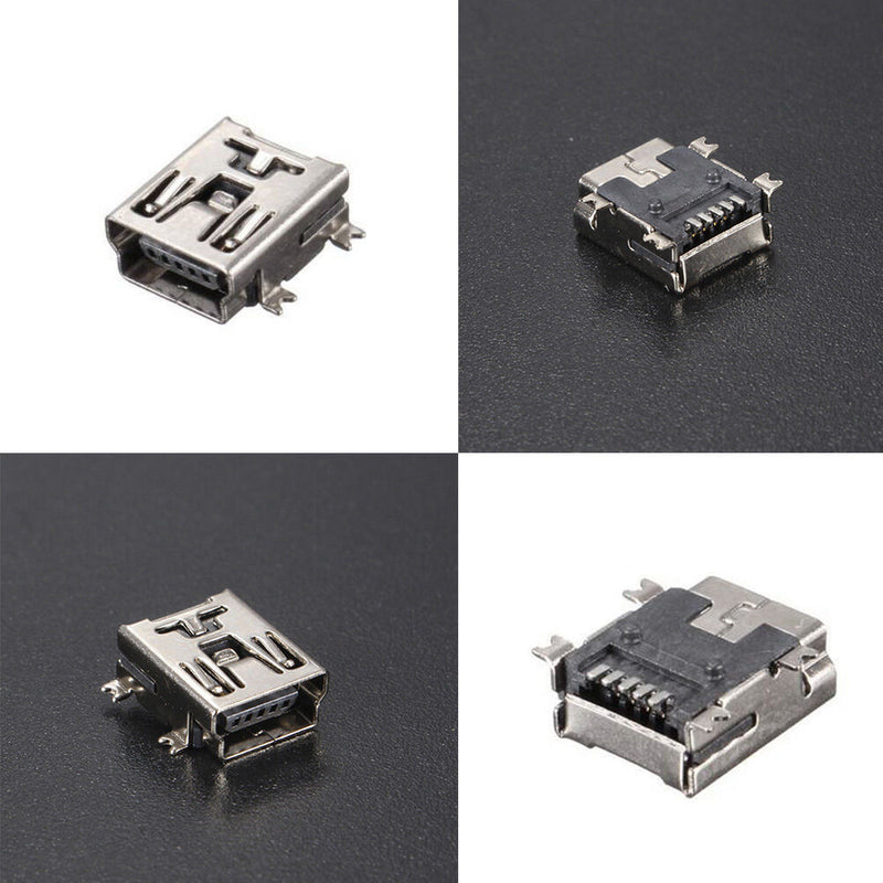 10Pcs Mini USB Female 5Pin B Socket 4 Legs SMT SMD Soldering Connector Port  Ew