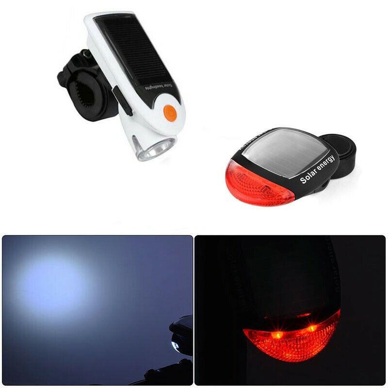Bicycle Solar Headlight Taillights Set Solar Powered Led Headlight Tailligh