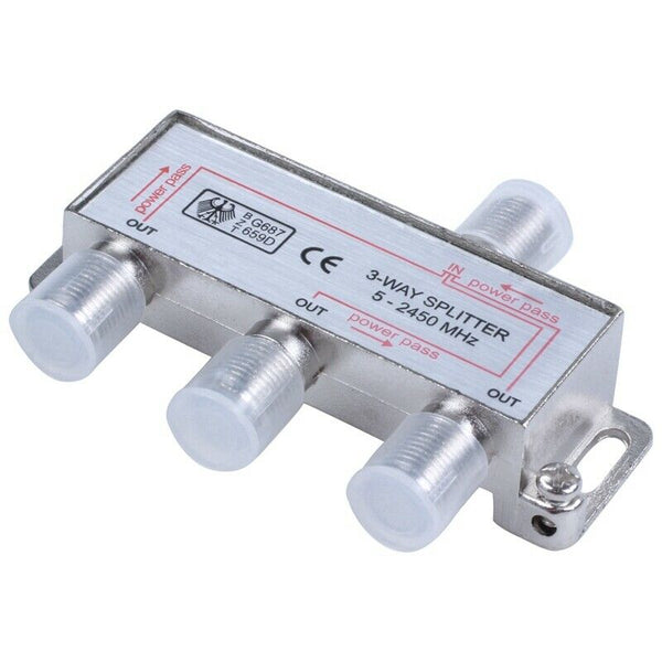 3 way F plug splitter 1 into 3 out satellite sky signal splitter U5K3