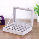 24 Grid Velvet Women Jewelry Packaging Boxes Ring Earrings Organizer Case