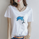 Dolphin Reversible Sequined Sew On Patches Embroidered Patch Applique  Z