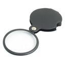 Portable 60mm Diameter 5X Round Magnifying Glass w Black Cover L6D9