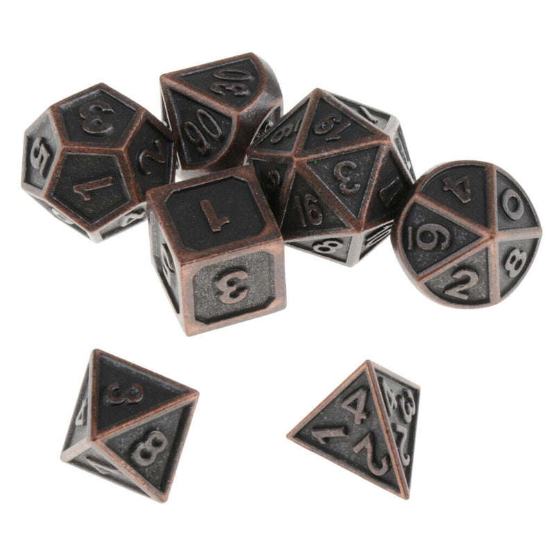 7x Polyhedral Metal Dice for Dragon Pathfinder RPG Board Games Red Bronze- B