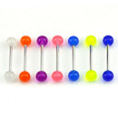 7PCS/Set Glow In The Dark Luminous Barbell Tongue Rings Body Piercing Jewelry JR