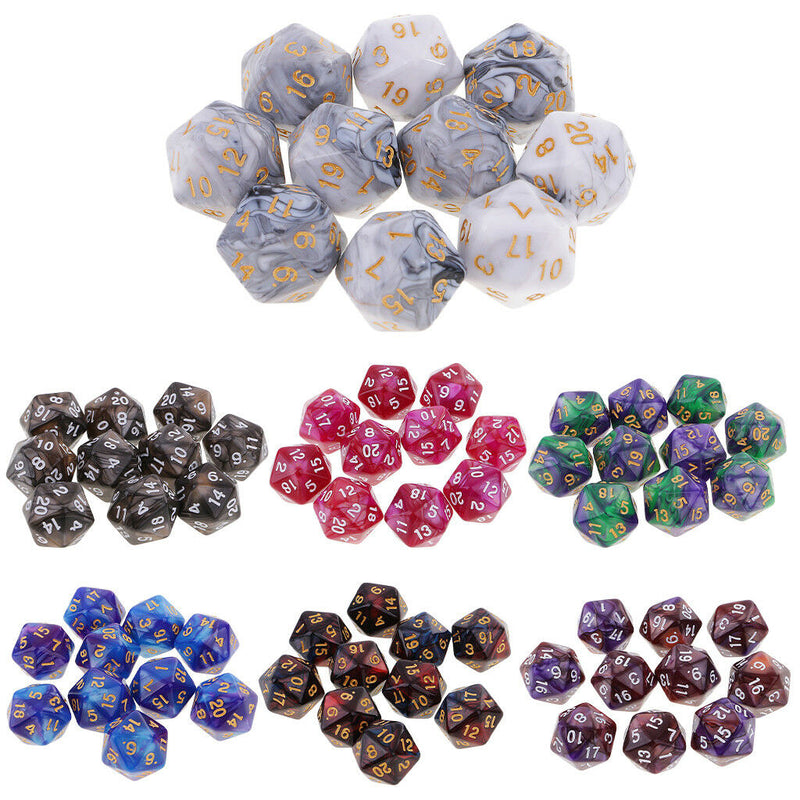 10pcs 20 Sided Dice D20 Polyhedral Dice for Dungeons & Dragons Table Game