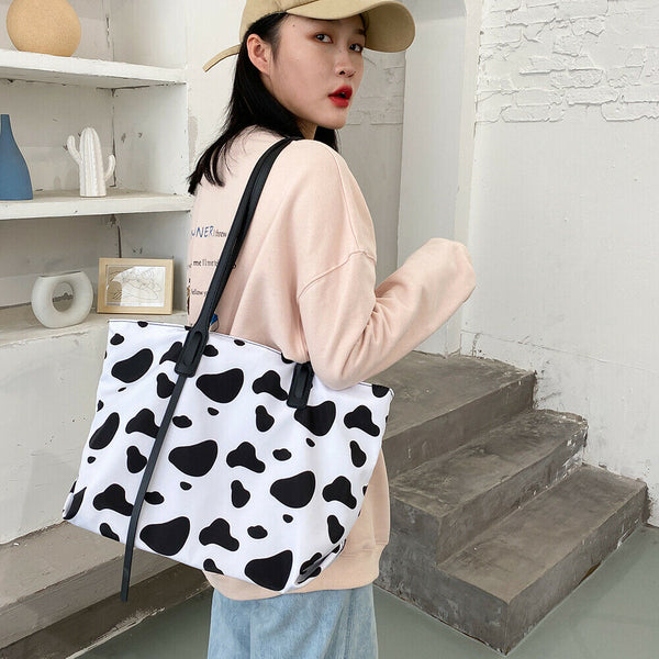 Milk Cow Print Women Shoulder Bags Ladies Large Capacity Handbag Daily Tote