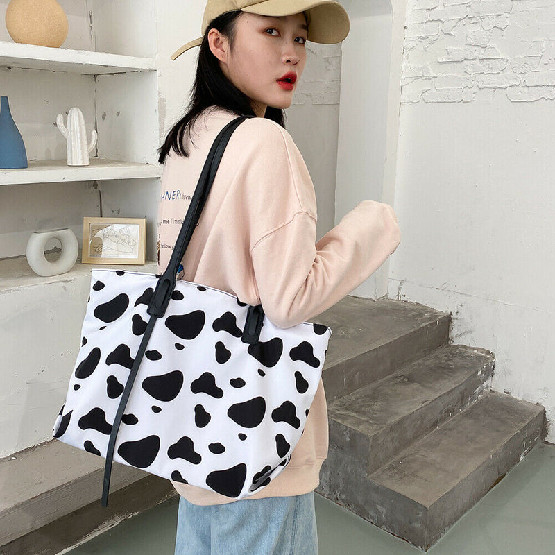 Milk Cow Print Women Shoulder Bags Ladies Large Capacity Handbag Daily Tote