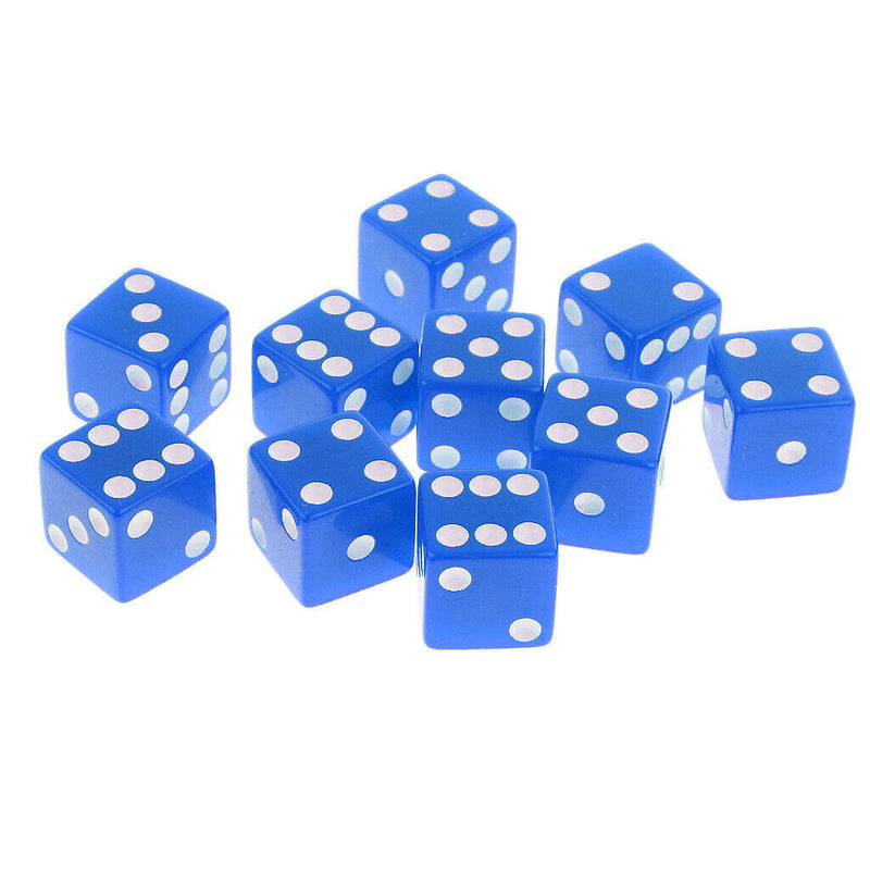 10 Piece D6 Dice Playing Games for Dungeons and Dragons MTG RPG Gaming 16mm Blue
