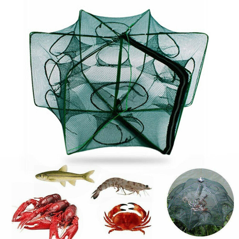 6 Sides 12 Holes Automatic Fishing Net NylonÃ‚Â Crab Fish Trap ShrimpÃ‚Â Cage (D) A