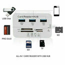 Aluminum 3-port USB 3.0 Hub MS SD M2 TF Multi-In-1 Memory Card Reader Adapter