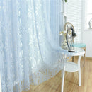 Flower Carving Sheer Window Curtain Rod Pocket Drape Panel 39x98inch Blue