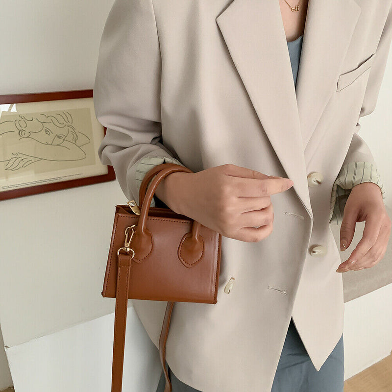 Fashion Solid Women Shoulder Handbag PU Totes Crossbody Bags (Light Brown)