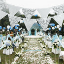 12 Flags White Flower Lace+Cotton Hanging Banner Wedding/Birthday Party Decor
