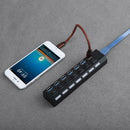 USB 3.0 7 Ports Hub Splitter Adapter with ON/OFF Switch for Tablet Laptop