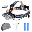 T6+XPE+COB LED Headlight USB Rechargeable Outdoor Work Light Lamp Head Torch AU