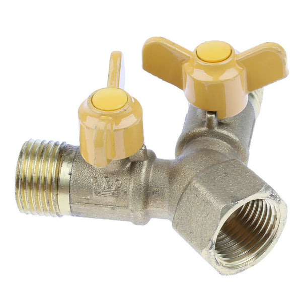 1/2 inch Propane Y Splitter Quick Connect Tee Adapter Fitting with Valve for RV