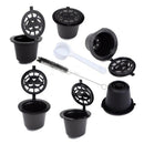 i cafilas 6x Coffee Reusable Capsules Refillable Filter Pod Brush Spoon For