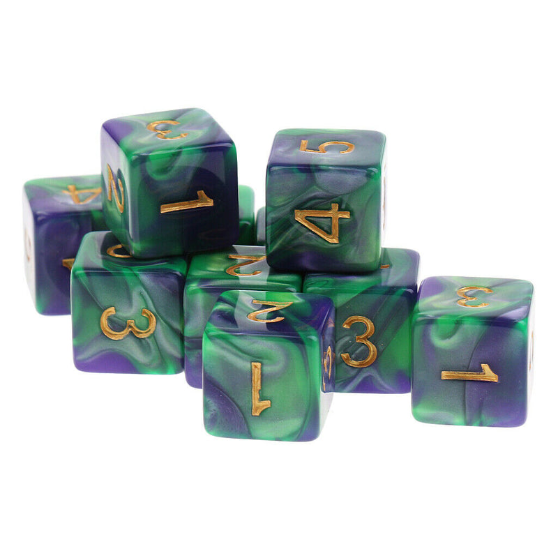 10pcs 6 Sided Dice D6 Polyhedral Dice for Dungeons and Dragons Table Games
