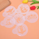 6pcs Coffee Flower Print Stencils Art Barista Cake Spray Mold Bakeware Template