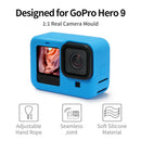 Silicone Housing Cover for GoPro Hero 9 with Lens Cap + Lanyard (Blue) A
