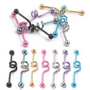 Stainless Steel Spiral Industrial Barbell Ear / Tongue Ring Piercing Bar Jewelry