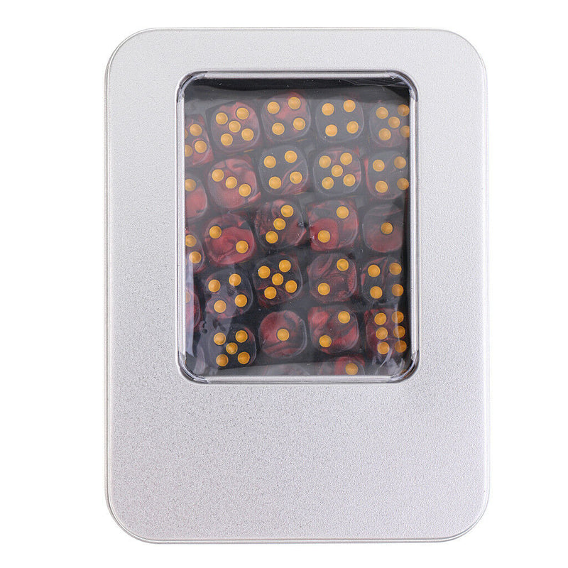 60pcs Acrylic D6 Dices w/ Iron Box Board Card Game Props 0.47inch