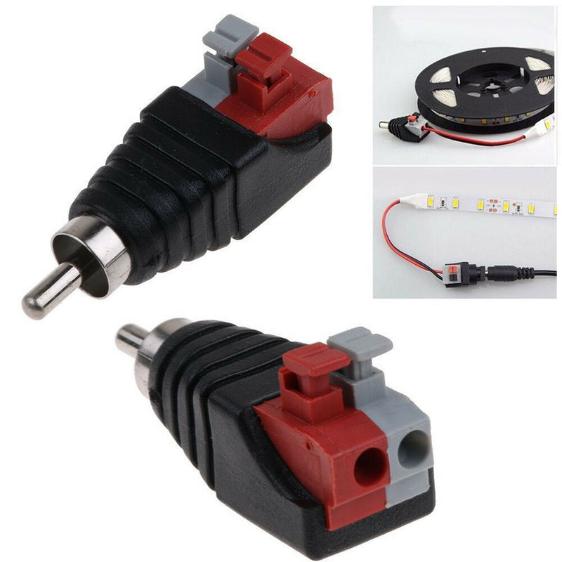 Speaker Wire A/V Cable to Audio Male RCA Converter Adapter Jack Press Plug