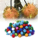 Lot 100pcs Glitter Tinsel Pompom Balls Small Ball Cat Toys pet Puppy Making A0I6