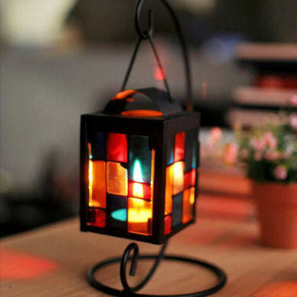 1X(Classical Candlestick Retro Iron Moroccan Style Christmas Candlestick La
