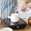 10cm Non Stick Milk Pan Saucepan Pot Wood Handle For Hobs White