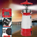 Solar Powered RED Lighthouse Statue Rotating Garden Outdoor Yard Deco Patio W0A8