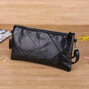 Black Rhombus Cosmetic Bag Large PU Zipper Handbag for Travel Makeup Tools
