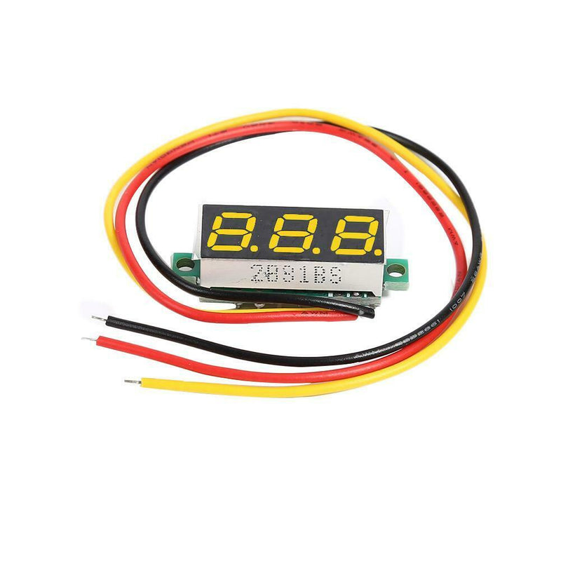 DC 0-100V 3 Wires Mini Gauge Voltage Meter Voltmeter LED Display (Yellow)