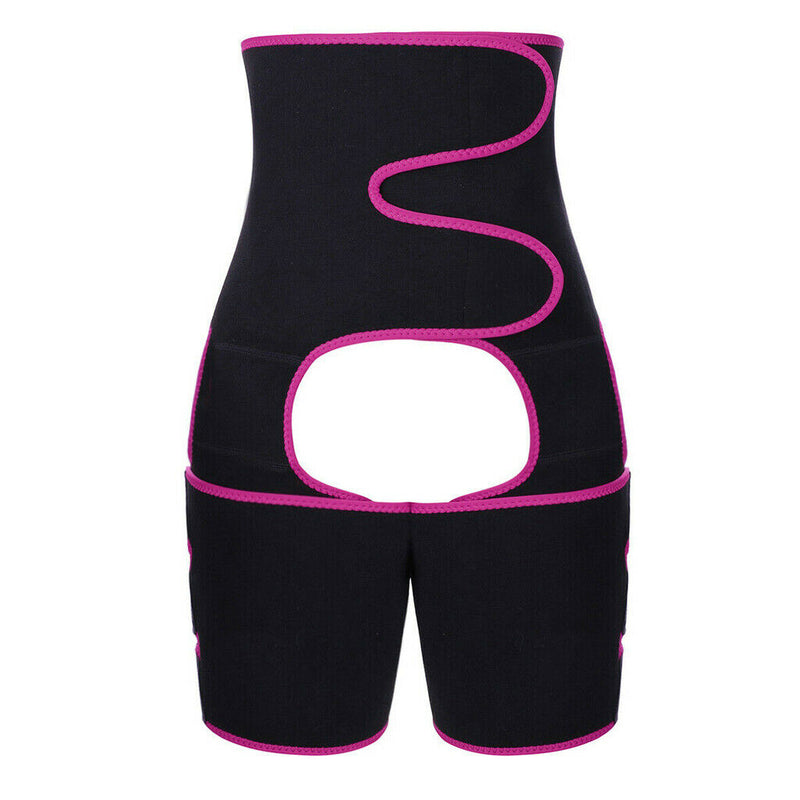 Womens 3-in-1 Thigh Shaper Underbust Girdle Belt Exercise Body Shaper Pink - M