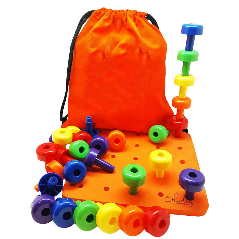 Pegboard Stacking Toddler Toys, Color Matching Pegboard Boys and Girls Gift,