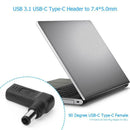 90 Degree USB-C Type-C Female to 7.4x5.0mm DC Male Plug Adapter for DELL
