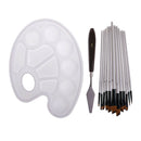 Set Of 12 Round Nylon Round Tip Brushes With Mixing Spatula