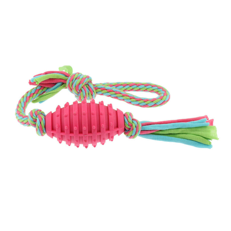 Pet Dog Puppy Chew Cotton Rope Rubber Ball Braided Knot Toys Products,47 cm