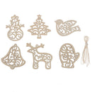6Pcs Wood deer snowman Christmas Pendants Ornaments Xmas Tree decoratio3C
