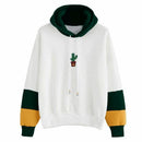 Women Long Sleeve Hoodies Sweatshirts Drawstring Block Cactus Oversized Hoo
