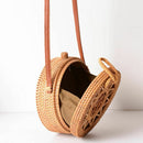 Woven Rattan Bag Round Straw Shoulder Bag Small Beach Handbags Women Summer B2R7