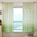 Butterfly Printed Cotton and Linen Living Room Bedroom Curtain (Green)