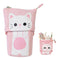 Cute Cat Pencil Case Flexible Pen Bag Zipper Box Makeup Brush Pouch White