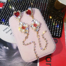 Crystal Fashion Women'S Pendant Earrings Red Crystal Long Tassel Earrings W