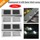 2pcs Waterproof 4 LED Solar Power Wall Lamps Garden Yard Fence Path Night Lights