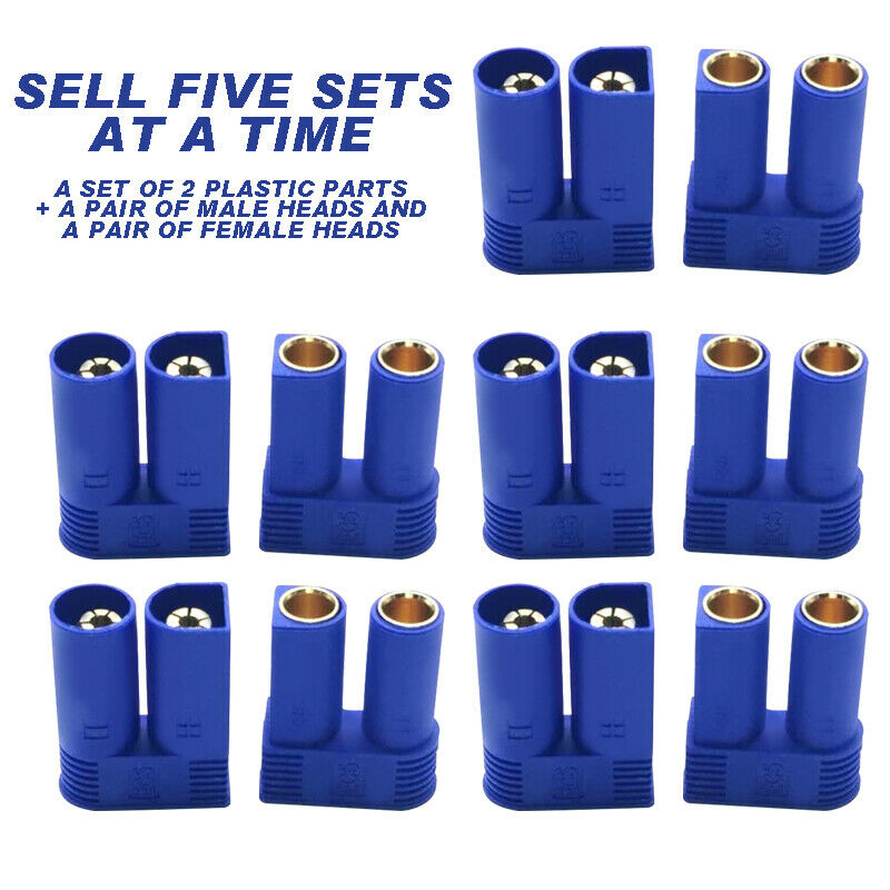 5 Pair EC5 Banana Plug Connector Female + Male Adapter for RC ESC LIPO Ba X3K1